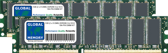 1GB (2 x 512MB) DDR 266MHz PC2100 184-PIN ECC DIMM (UDIMM) MEMORY RAM KIT FOR SERVERS/WORKSTATIONS/MOTHERBOARDS